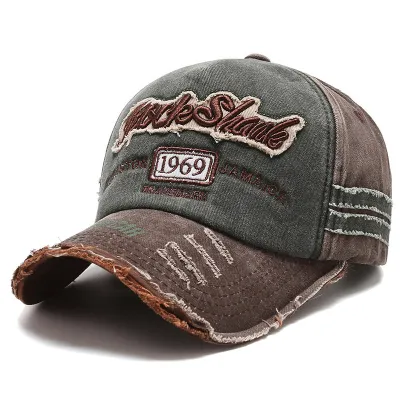 Men's Fashion Casual Washed Letter Embroidered Denim Baseball Cap