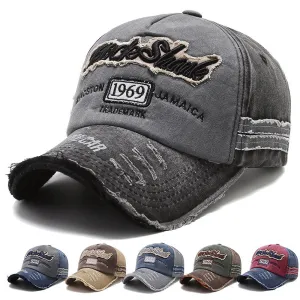 Men's Fashion Casual Washed Letter Embroidered Denim Baseball Cap