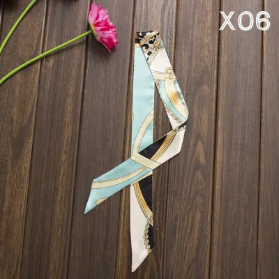 Women Fashion Elegant Printed Small Ribbon Bag Scarf