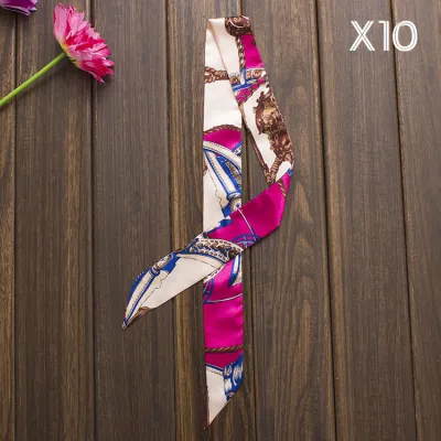 Women Fashion Elegant Printed Small Ribbon Bag Scarf