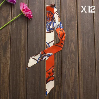 Women Fashion Elegant Printed Small Ribbon Bag Scarf