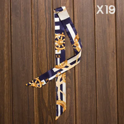 Women Fashion Elegant Printed Small Ribbon Bag Scarf