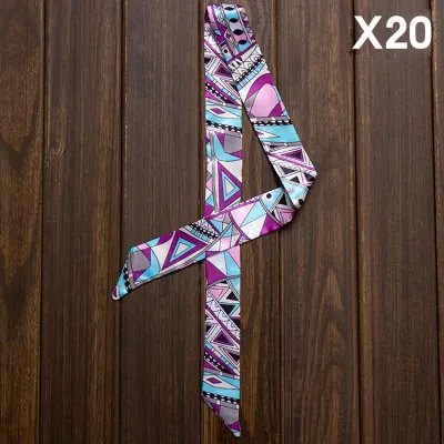 Women Fashion Elegant Printed Small Ribbon Bag Scarf
