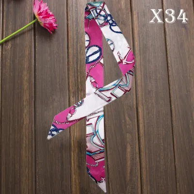 Women Fashion Elegant Printed Small Ribbon Bag Scarf