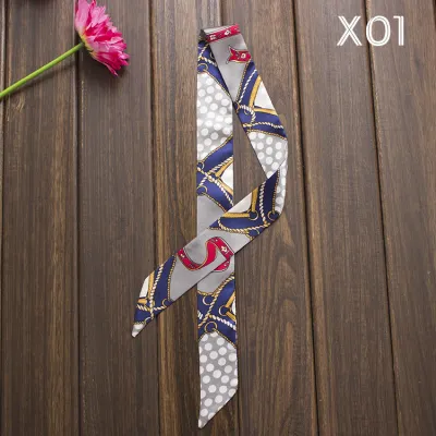 Women Fashion Elegant Printed Small Ribbon Bag Scarf