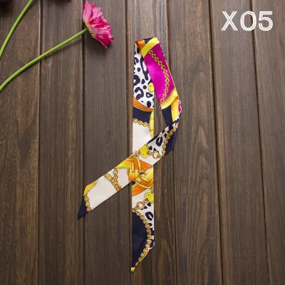 Women Fashion Elegant Printed Small Ribbon Bag Scarf