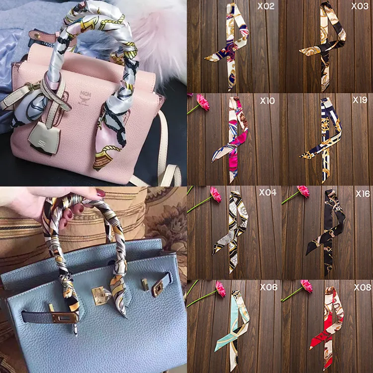 Women Fashion Elegant Printed Small Ribbon Bag Scarf