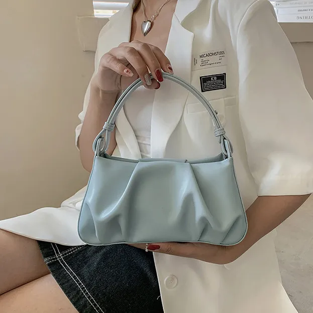Women Fashion Simple Solid Color Soft Cotton Small Shoulder Bag