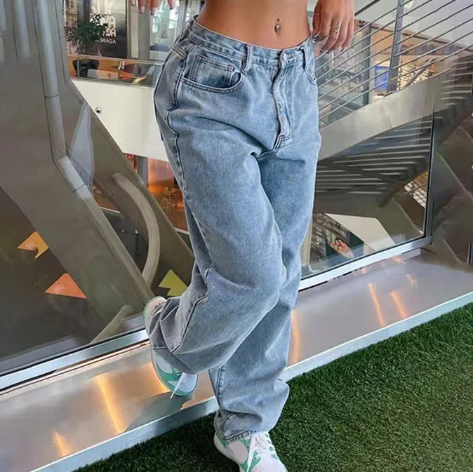 Women Fashion Loose Wide Leg Jeans
