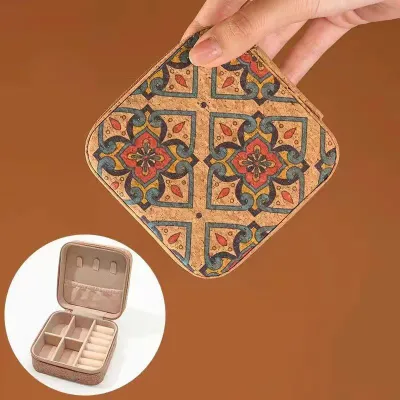 Fashion Portable Retro Hand-Painted Printed Storage Ring Necklace Jewelry Box