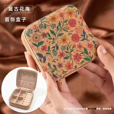 Fashion Portable Retro Hand-Painted Printed Storage Ring Necklace Jewelry Box