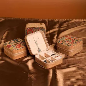 Fashion Portable Retro Hand-Painted Printed Storage Ring Necklace Jewelry Box