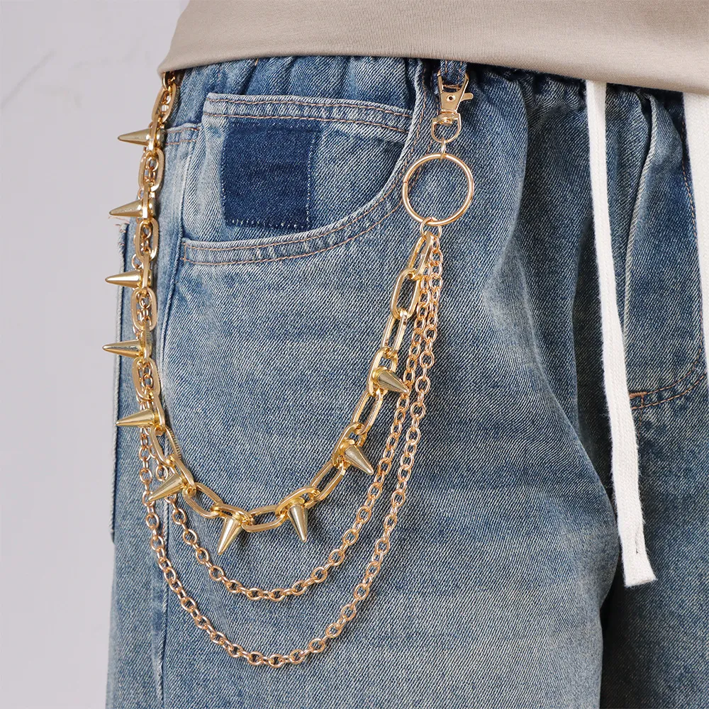 Fashion Punk Multi-Layer Metal Rivet Stage Jeans Waist Chain Body Jewelry