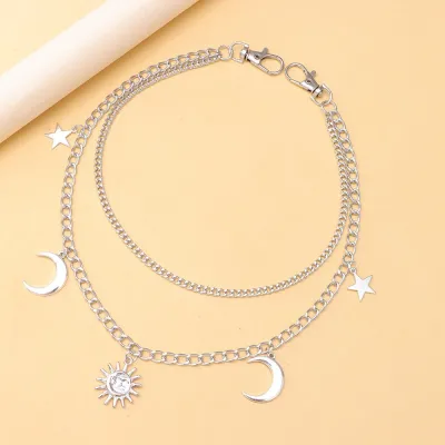 Fashion Double-Layer Cross Waist Chain Jeans Belt