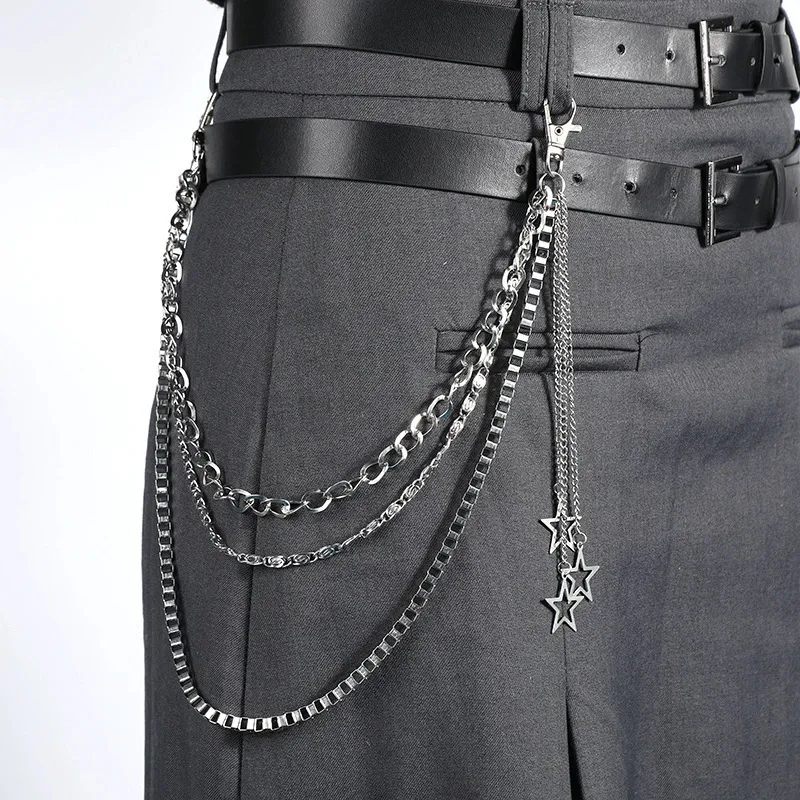 Women Fashion Punk Star Decoration Metal Waist Chain Belt