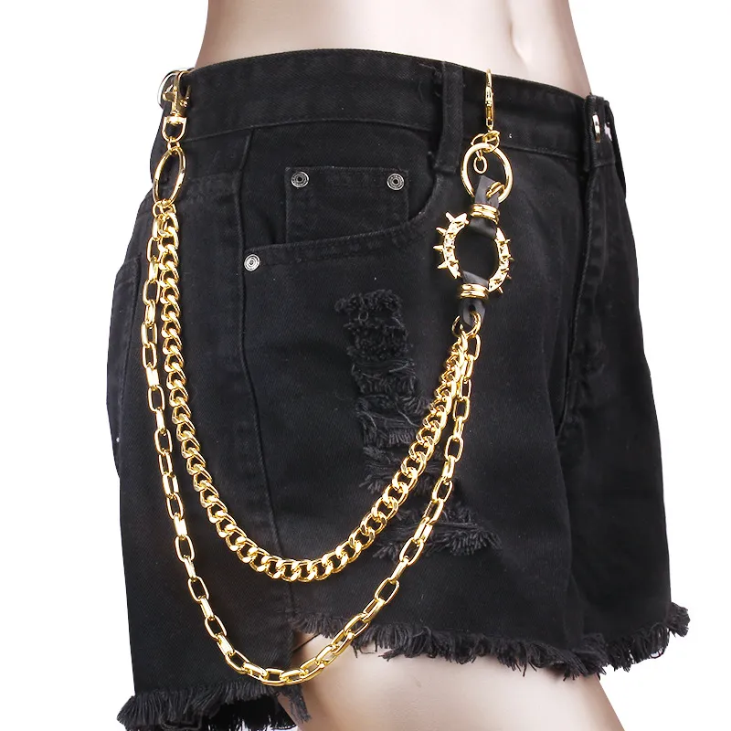 Vintage Geometric Spiked Pendant Chain Waist Chain Unisex Alloy Body Jewelry