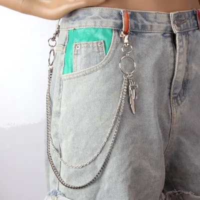 Fashion Cross Feather Double Layered Waist Chain for Men and Women