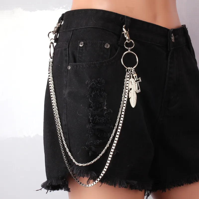 Fashion Cross Feather Double Layered Waist Chain for Men and Women