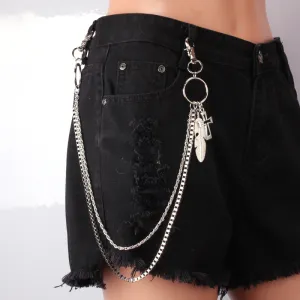 Fashion Cross Feather Double Layered Waist Chain for Men and Women