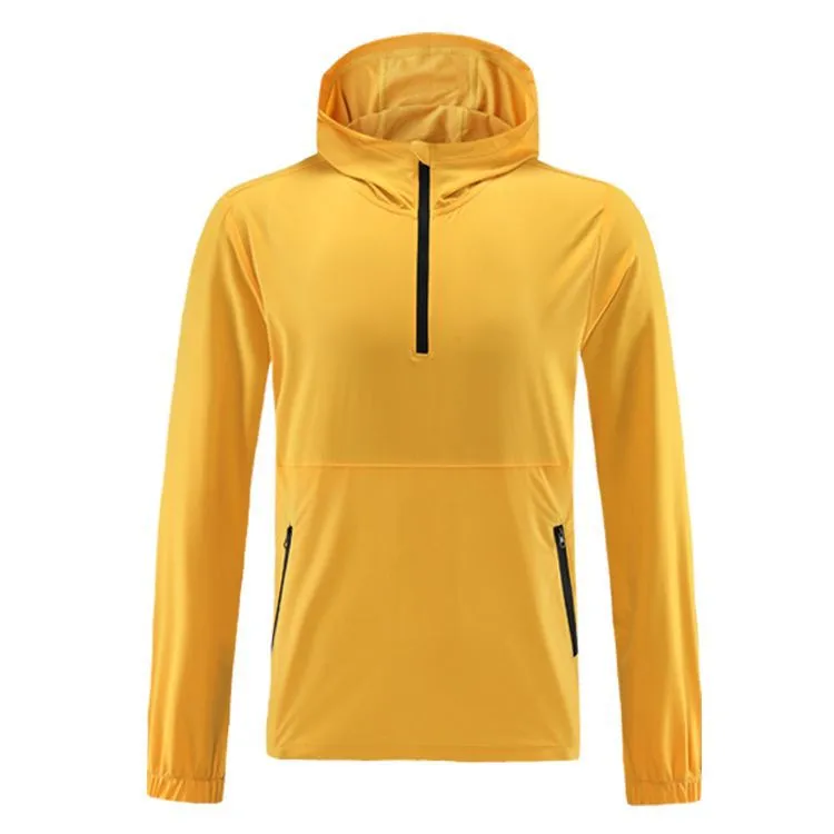 Men Fashion Casual Autumn Winter Solid Color Quick-Drying Half-Zipper Long-Sleeve Hoodie