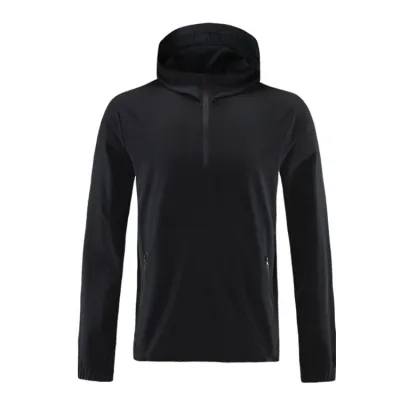 Men Fashion Casual Autumn Winter Solid Color Quick-Drying Half-Zipper Long-Sleeve Hoodie