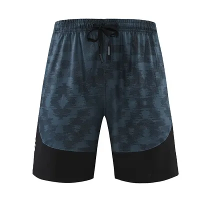 Men Fashion Casual Colorblock Camouflage Printed Fake Two-Piece Sports Shorts