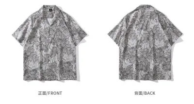 Men Fashion Casual Printed Cardigan Short-Sleeve Loose Shirt