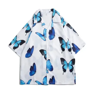 Men Solid Color Loose Fit Stand Collar Short Sleeve Cotton Blend Shirt