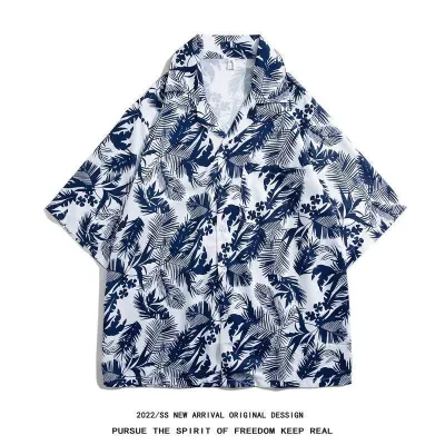 Men Solid Color Loose Fit Stand Collar Short Sleeve Cotton Blend Shirt