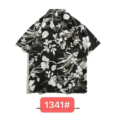 Men Fashion Casual Printed Lapel Short Sleeve Shirt