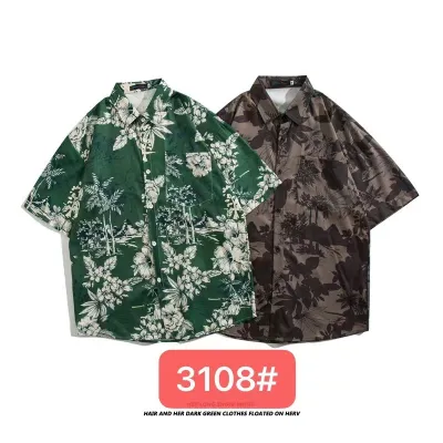 Men Fashion Casual Printed Short-Sleeve Shirt with Silk Feel