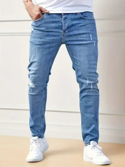 Men Fashion Casual Ripped Skinny Denim Pants