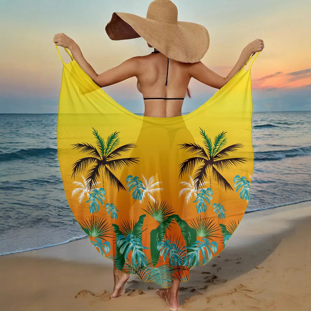 Women Sexy Printed Quick-Drying Mesh Beach Cover-Up