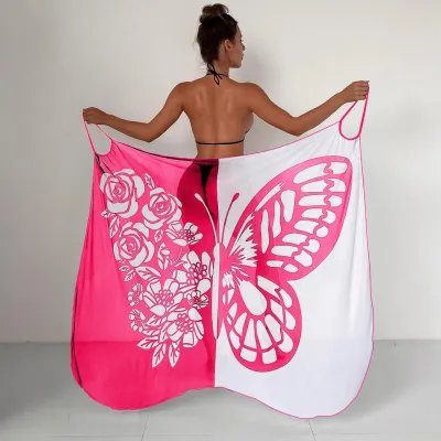 Women Fashion Sexy Butterfly Contrast Printed Quick-Dry Beach Cover-Ups