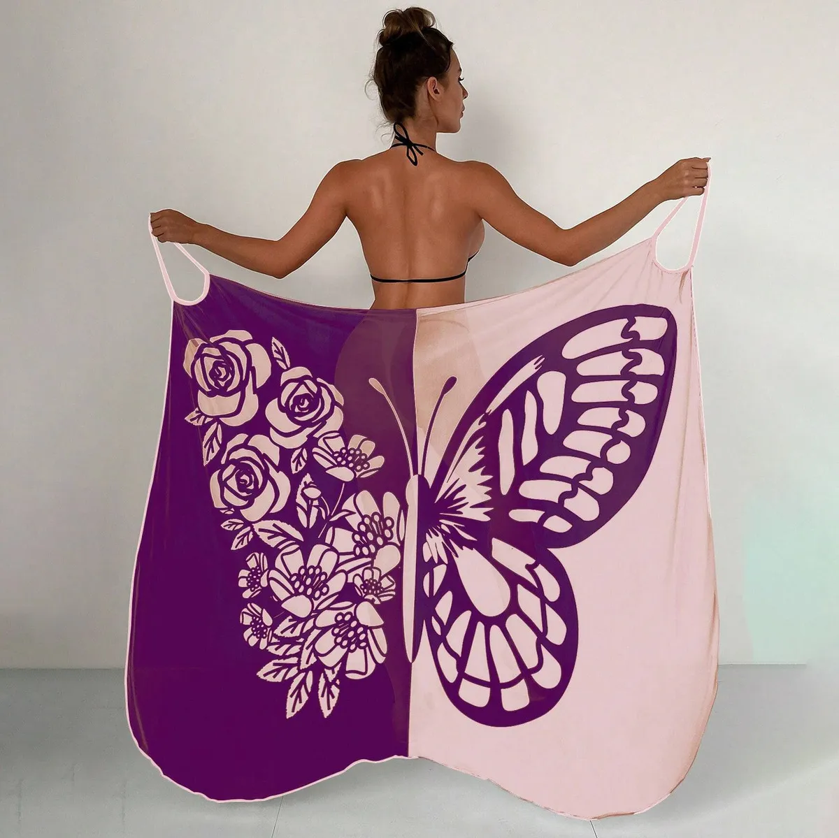 Women Fashion Sexy Butterfly Contrast Printed Quick-Dry Beach Cover-Ups