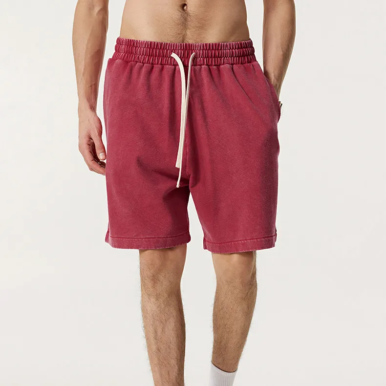 Men's Fashion Casual Solid Color Drawstring Cotton Shorts