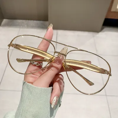 Women Fashion Simple Metal Large Frame Sunglasses