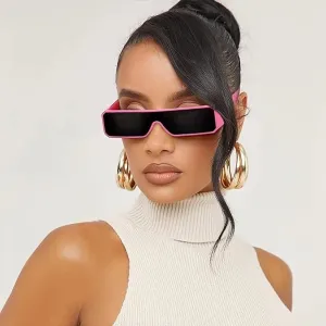 Women Fashion Rectangular Sunglasses with Plastic Frame PC Lens