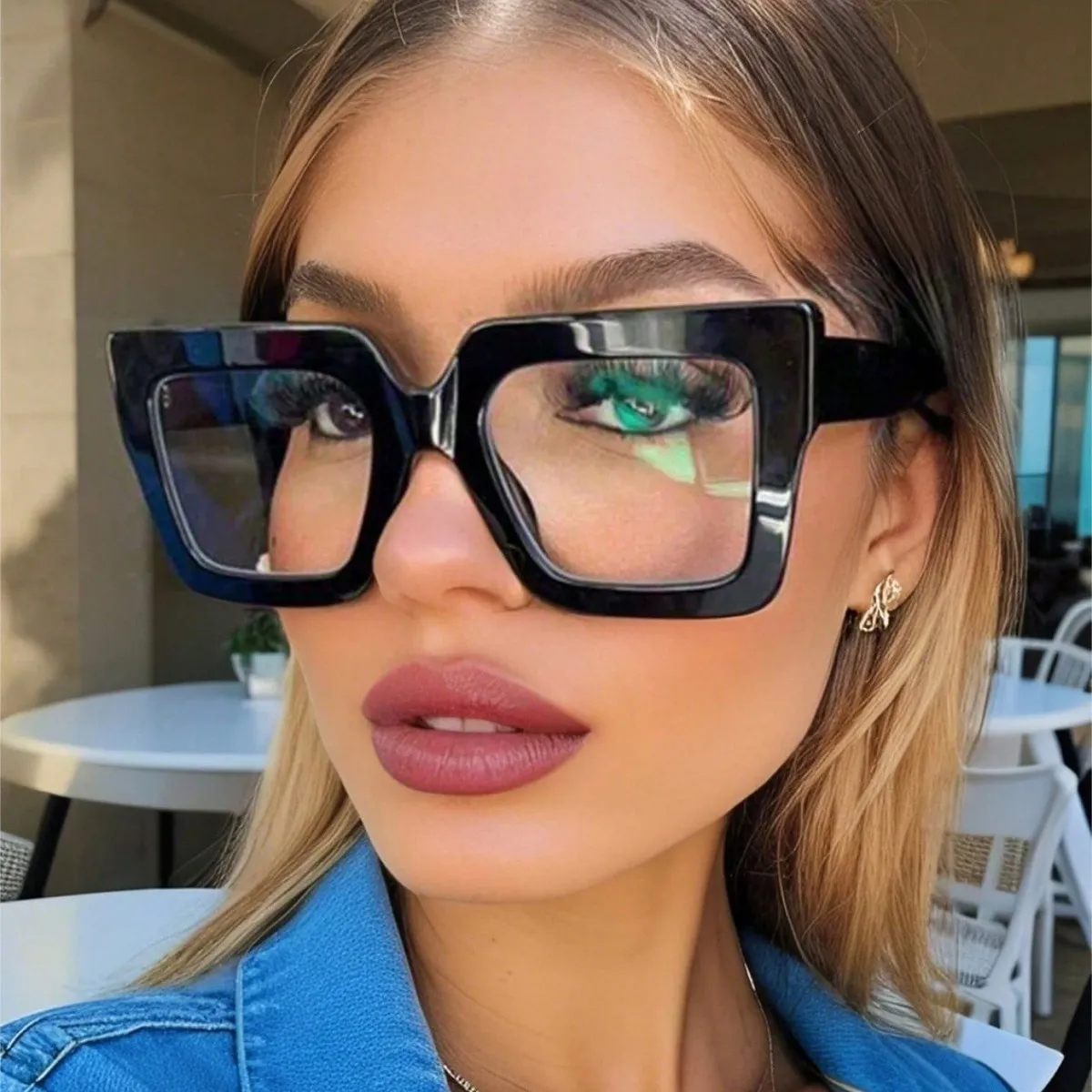 Women Fashion Large Square Box Sunglasses PC Frame