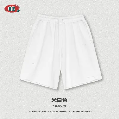 Men Fashion Casual Drawstring Washed Cotton Shorts