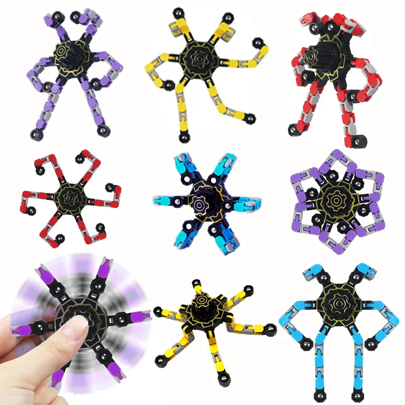 Fashion Fingertip Mechanical Chain Deformation Gyro Toy for Kids
