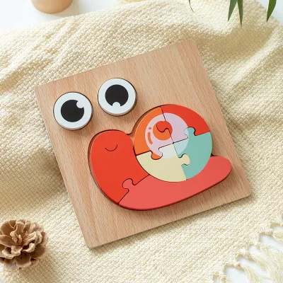 Fashion Kids Wooden Animal 3D Stereo Puzzle Blocks Toy