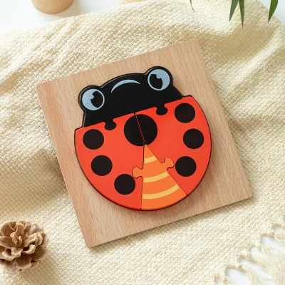 Fashion Kids Wooden Animal 3D Stereo Puzzle Blocks Toy