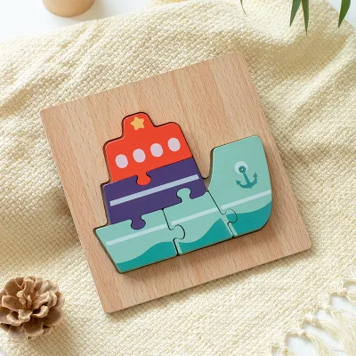Fashion Kids Wooden Animal 3D Stereo Puzzle Blocks Toy