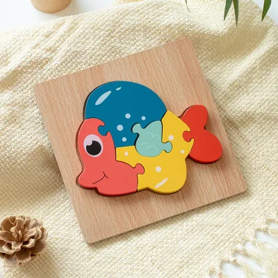 Fashion Kids Wooden Animal 3D Stereo Puzzle Blocks Toy