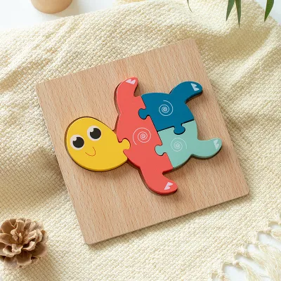 Fashion Kids Wooden Animal 3D Stereo Puzzle Blocks Toy