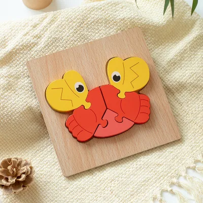 Fashion Kids Wooden Animal 3D Stereo Puzzle Blocks Toy