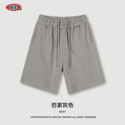 Men Fashion Casual Solid Color Loose Pure Cotton Shorts