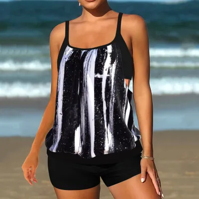 Women Fashion Casual Printed Tankini Swimsuit