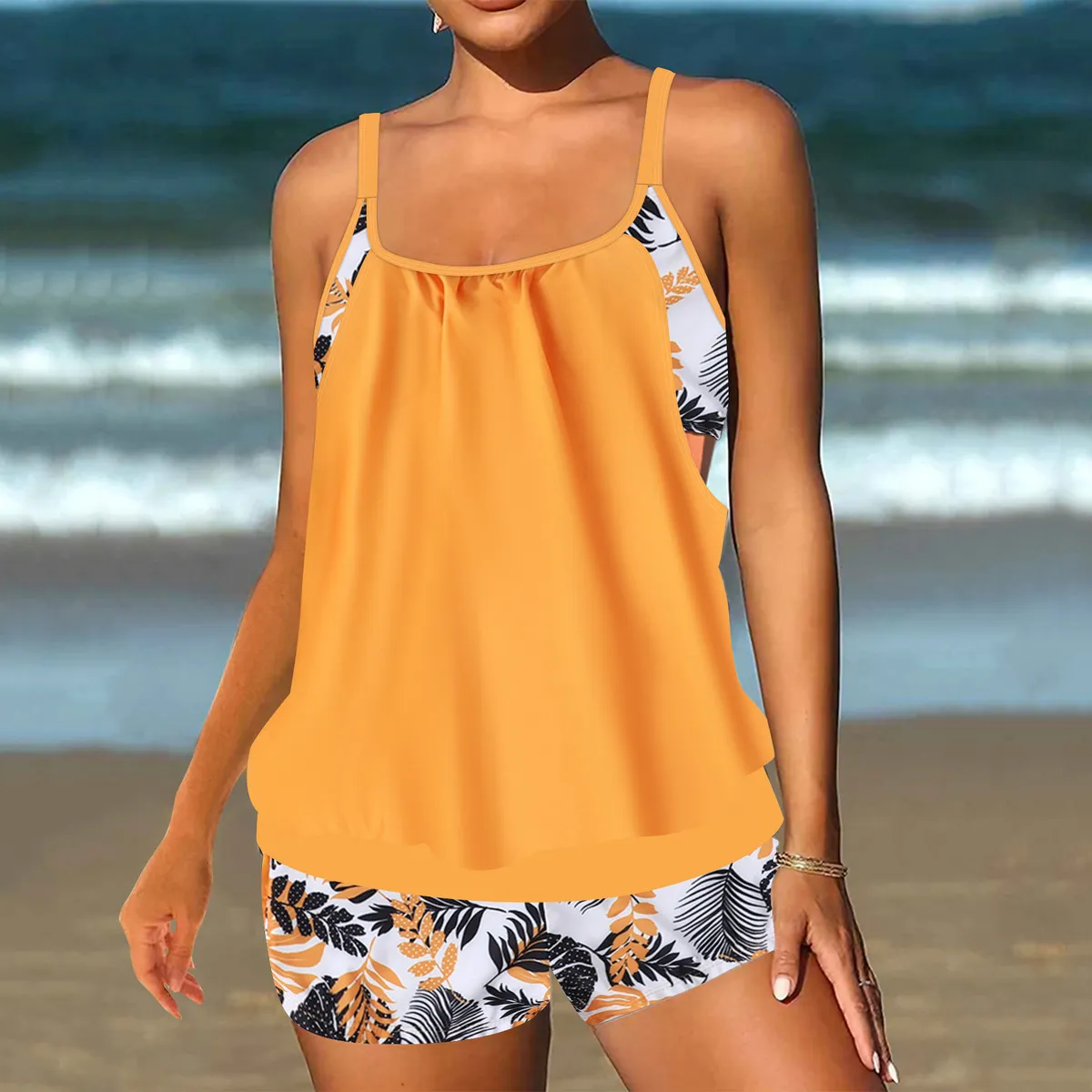 Women Fashion Casual Printed Tankini Swimsuit